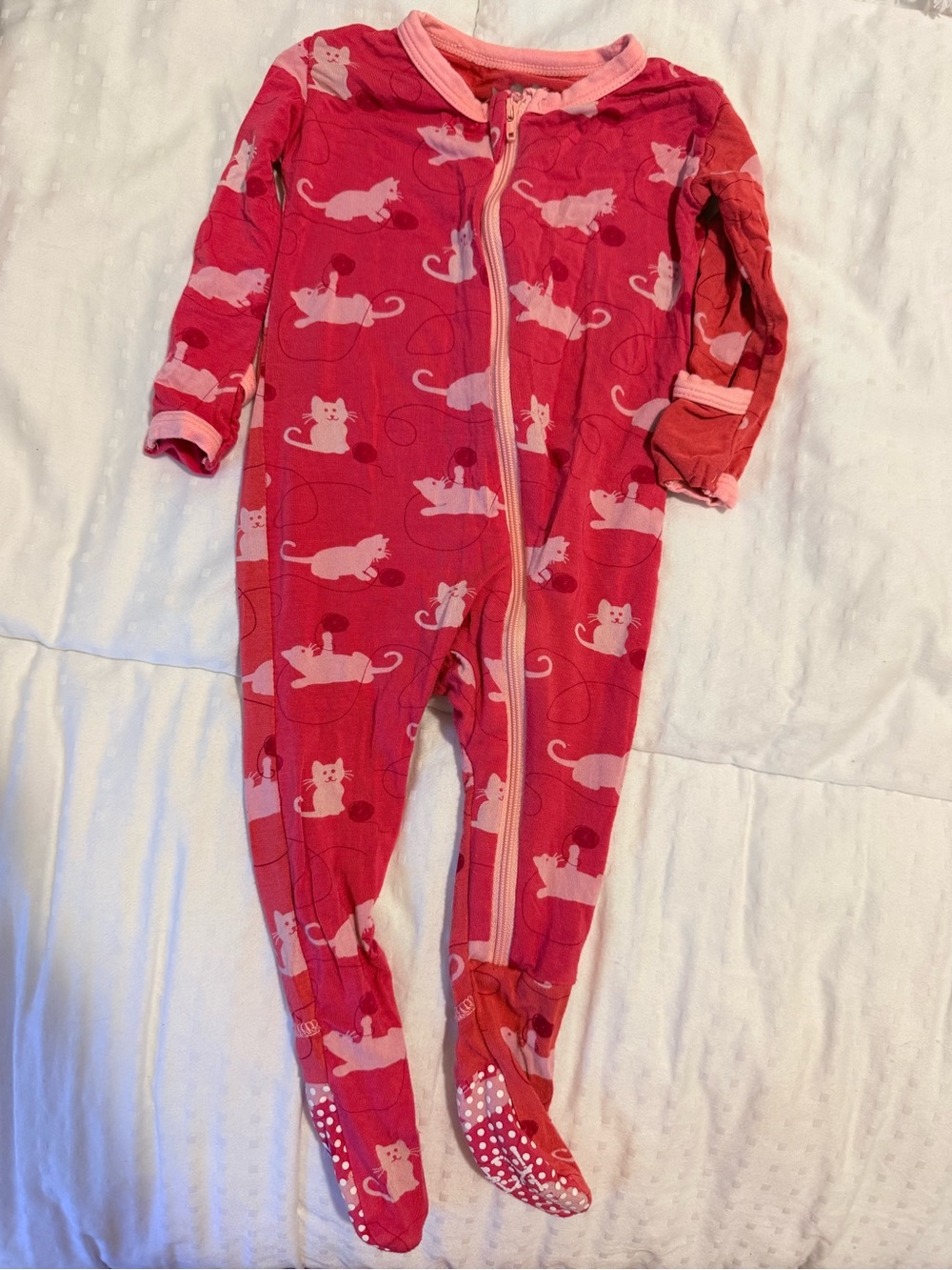 Kickee Pants Pink Cat Print Footed One-Piece